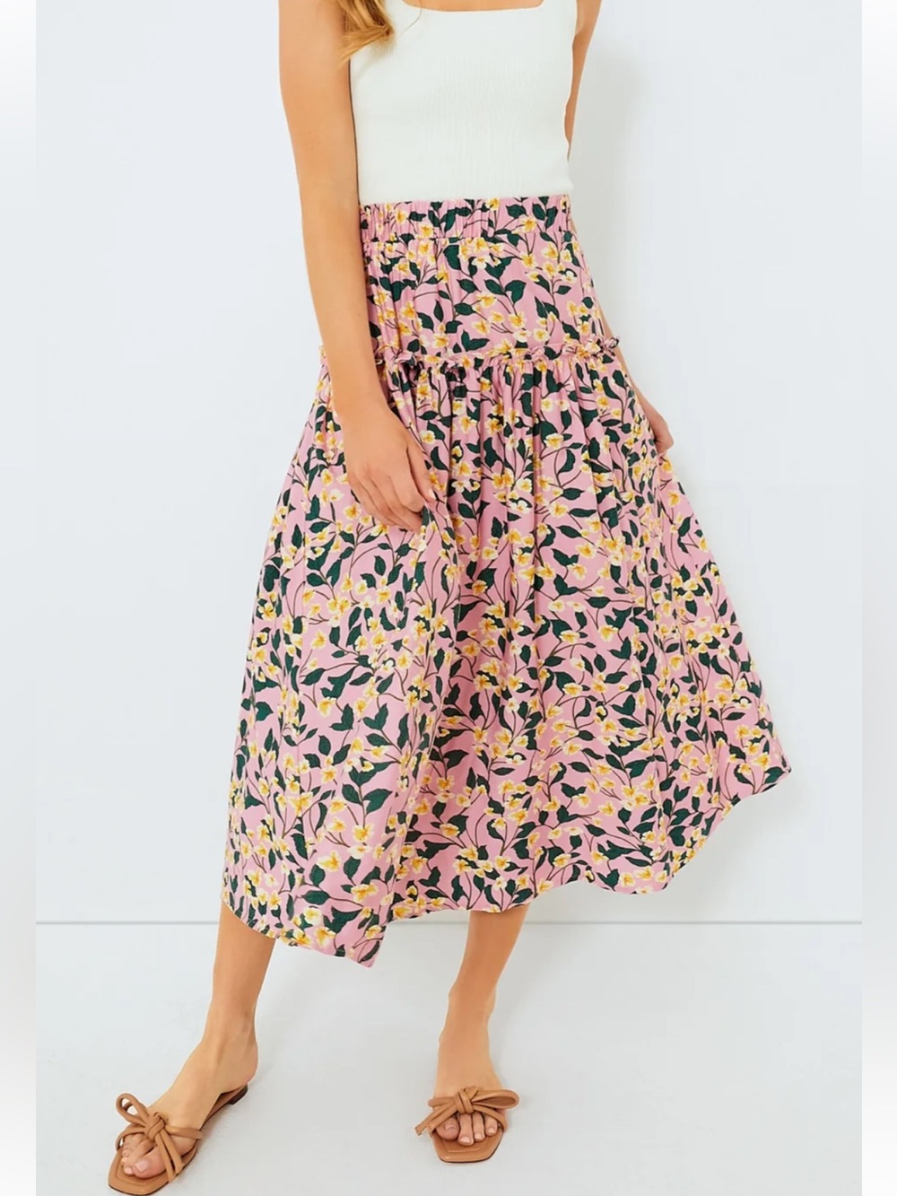 Moon River PINK summer midi Skirt XS
